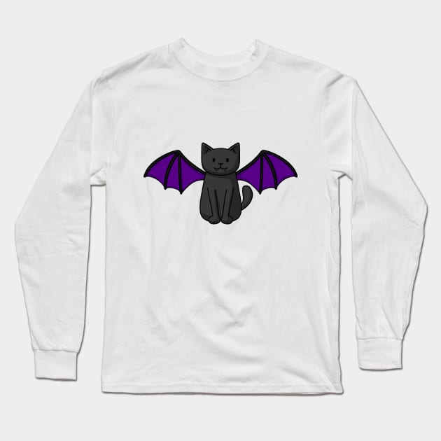 Bat Cat Long Sleeve T-Shirt by Doodlecats 